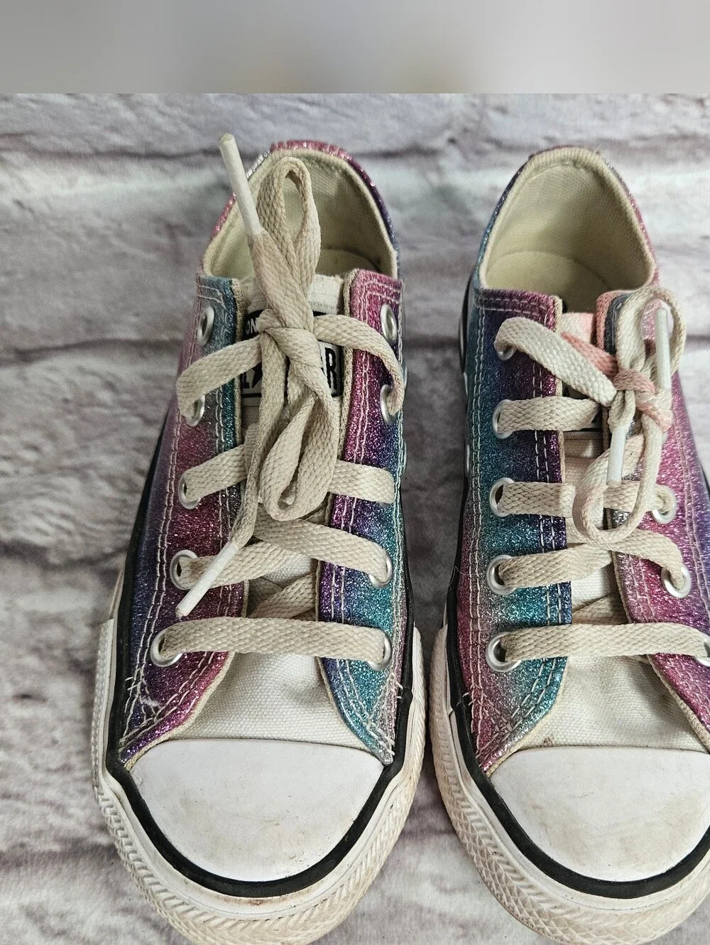 Converse all Star Youth Girls Size 12 Glitter Sneakers Shoes